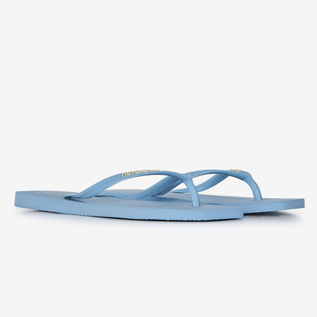 HAVAIANAS SLIM SQUARE LOGO POP UP BLEU FEMME