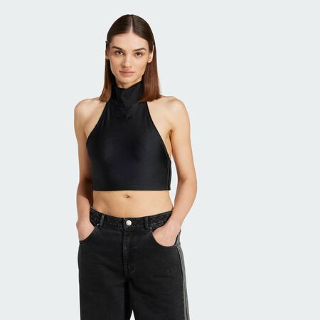 ADIDAS ORIGINALS Tie-Neck Crop Top Black WOMEN