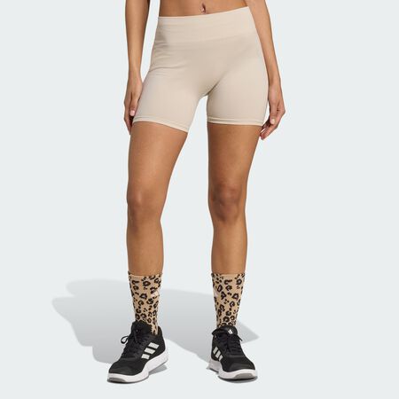 ADIDAS PERFORMANCE Workout Essentials 4 inch Leggings Knit Beige WOMEN
