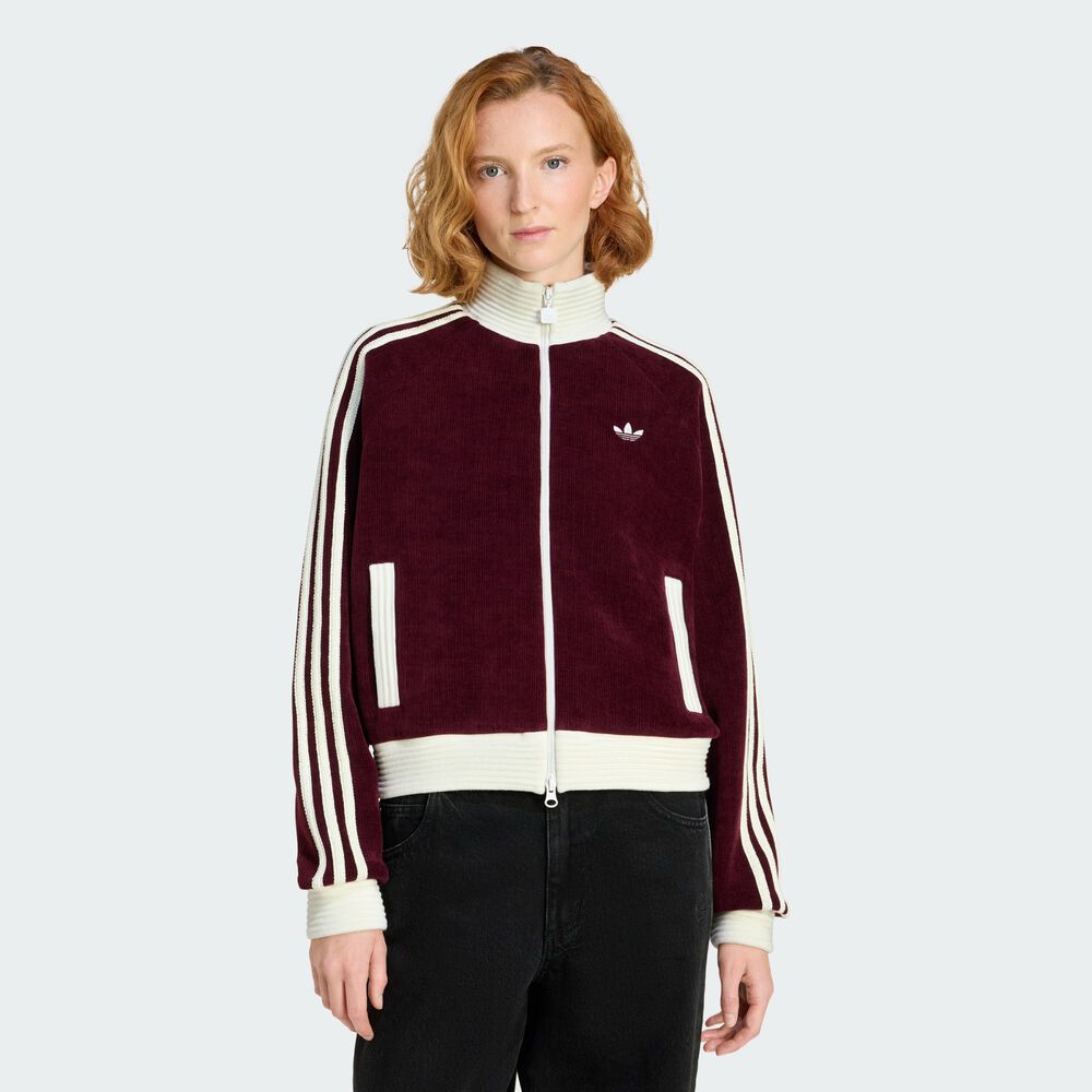 ADIDAS ORIGINALS ADIDAS ORIGINALS VELOUR KNIT TRACK TOP Maroon