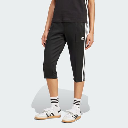 ADIDAS ORIGINALS Pantalon de survêtement corsaire 3 bandes Adicolor Black / White FEMME