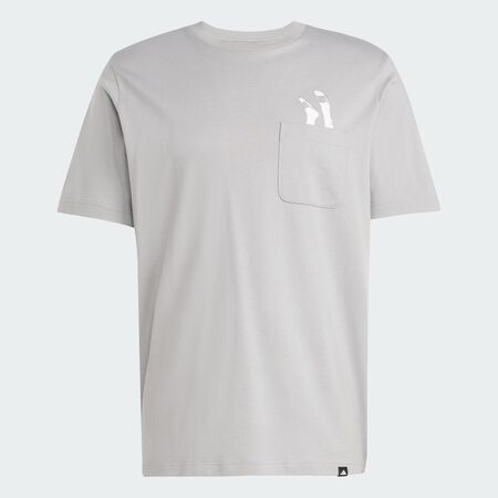 ADIDAS SPORTSWEAR Lounge Slides Graphic Pocket Tee Charcoal Solid Grey MEN