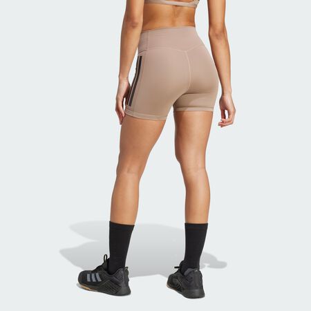 ADIDAS PERFORMANCE Optime 3-Stripes 1/4 Short Leggings Chalky Brown WOMEN