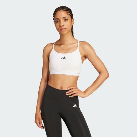 ADIDAS PERFORMANCE Aeroreact Training 3-Stripes Bra White WOMEN