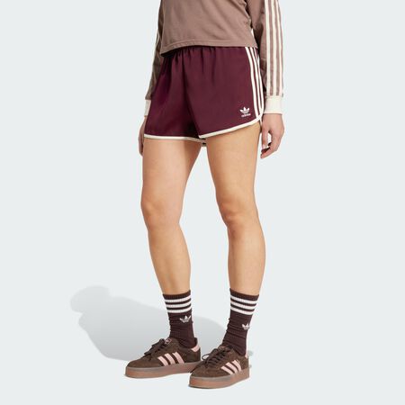 ADIDAS ORIGINALS Adicolor 3-Stripes Sprinter Shorts Maroon / Cream White WOMEN