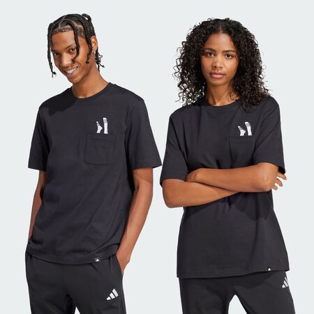 ADIDAS SPORTSWEAR Lounge Slides Graphic Pocket Tee Black MEN