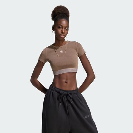 ADIDAS ORIGINALS ESSENTIALS RIB TEE WASHED Earth Strata WOMEN