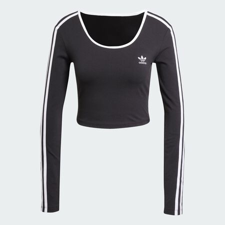 ADIDAS ORIGINALS T-shirt court manches longues Adicolor 3 bandes Black FEMME