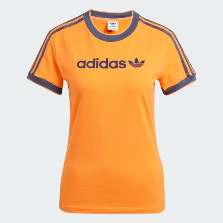 ADIDAS ORIGINALS Linear Logo 3-Stripes Tee Semi Solar Orange WOMEN