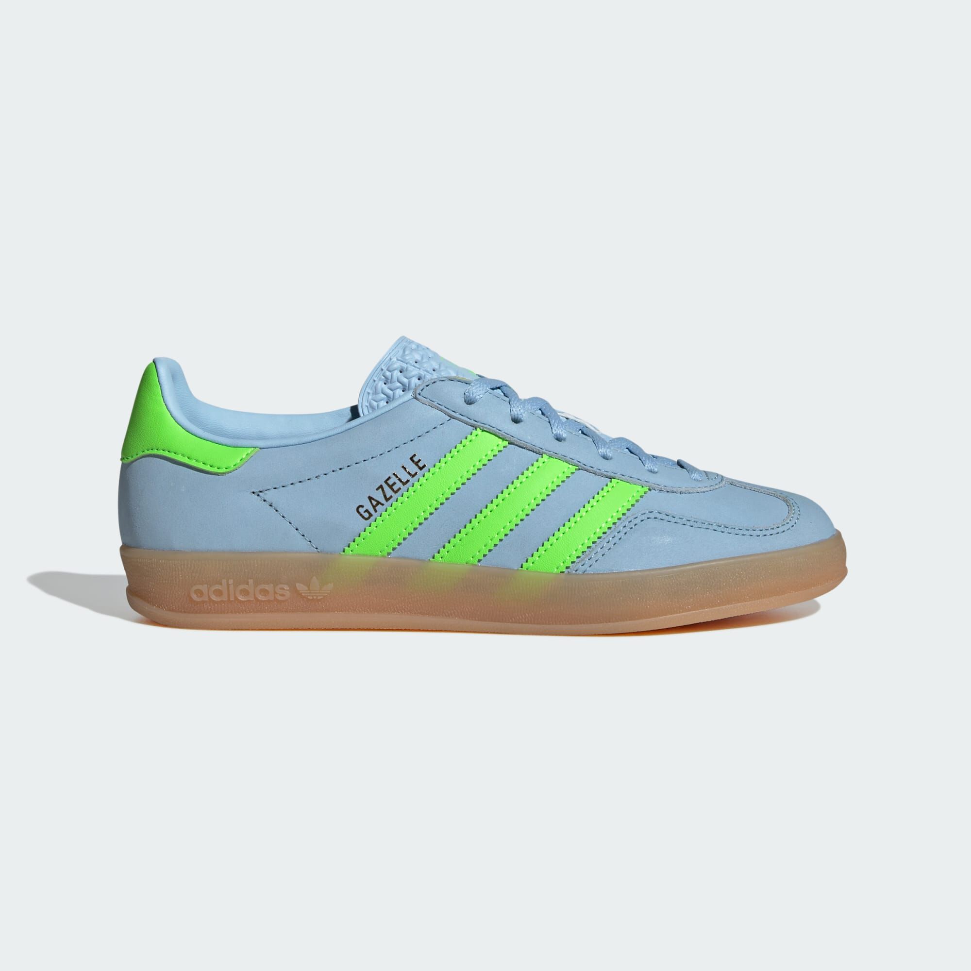 ADIDAS ORIGINALS Chaussure Gazelle Indoor SNEAKERS FEMME Clear Sky Solar Green Gum LACETS Courir