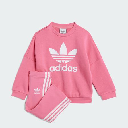 ADIDAS ORIGINALS Loose Crew Flared Leggings Set Pink Fusion TODDLERS