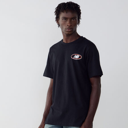 NEW BALANCE TEE SHIRT OVAL LOGO BLACK/WHITE MEN