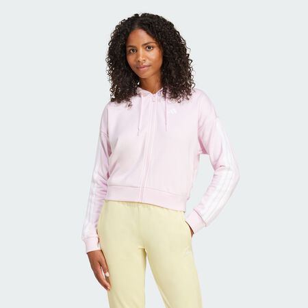 ADIDAS SPORTSWEAR Veste à capuche entièrement zippée French terry 3 bandes Essentials Clear Pink / White FEMME