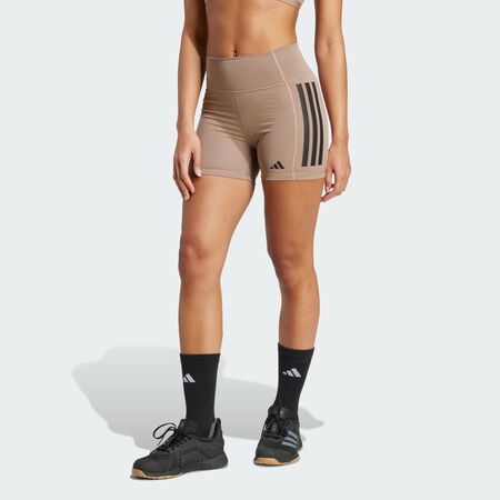 ADIDAS PERFORMANCE Optime 3-Stripes 1/4 Short Leggings Chalky Brown WOMEN