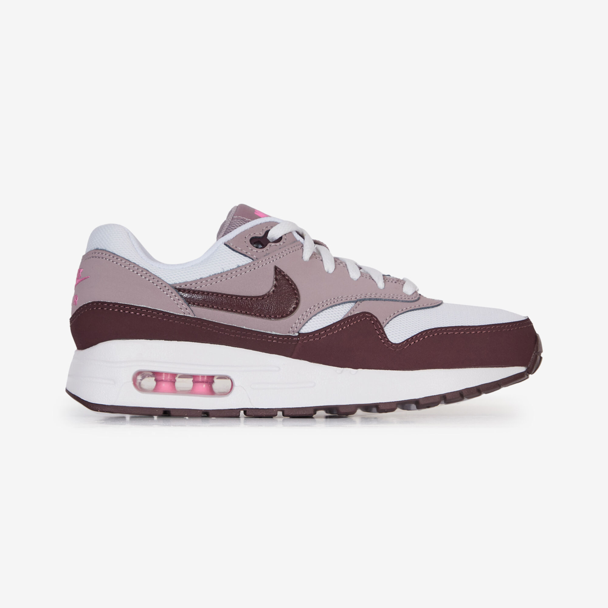 NIKE AIR MAX 1 SNEAKERS ENFANT BLANC BORDEAUX LACETS Courir