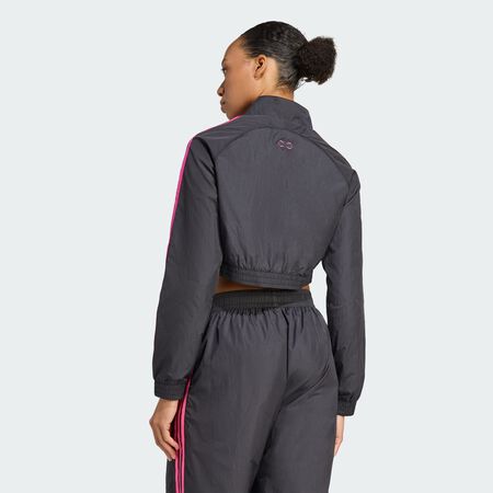 ADIDAS ORIGINALS Veste de surv&ecirc;tement courte Teamgeist Adicolor Black / Signal Green FEMME