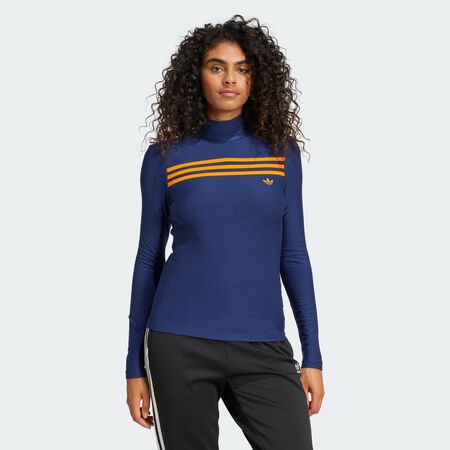 ADIDAS ORIGINALS 70s Long Sleeve 3-Stripes Tee Night Indigo WOMEN