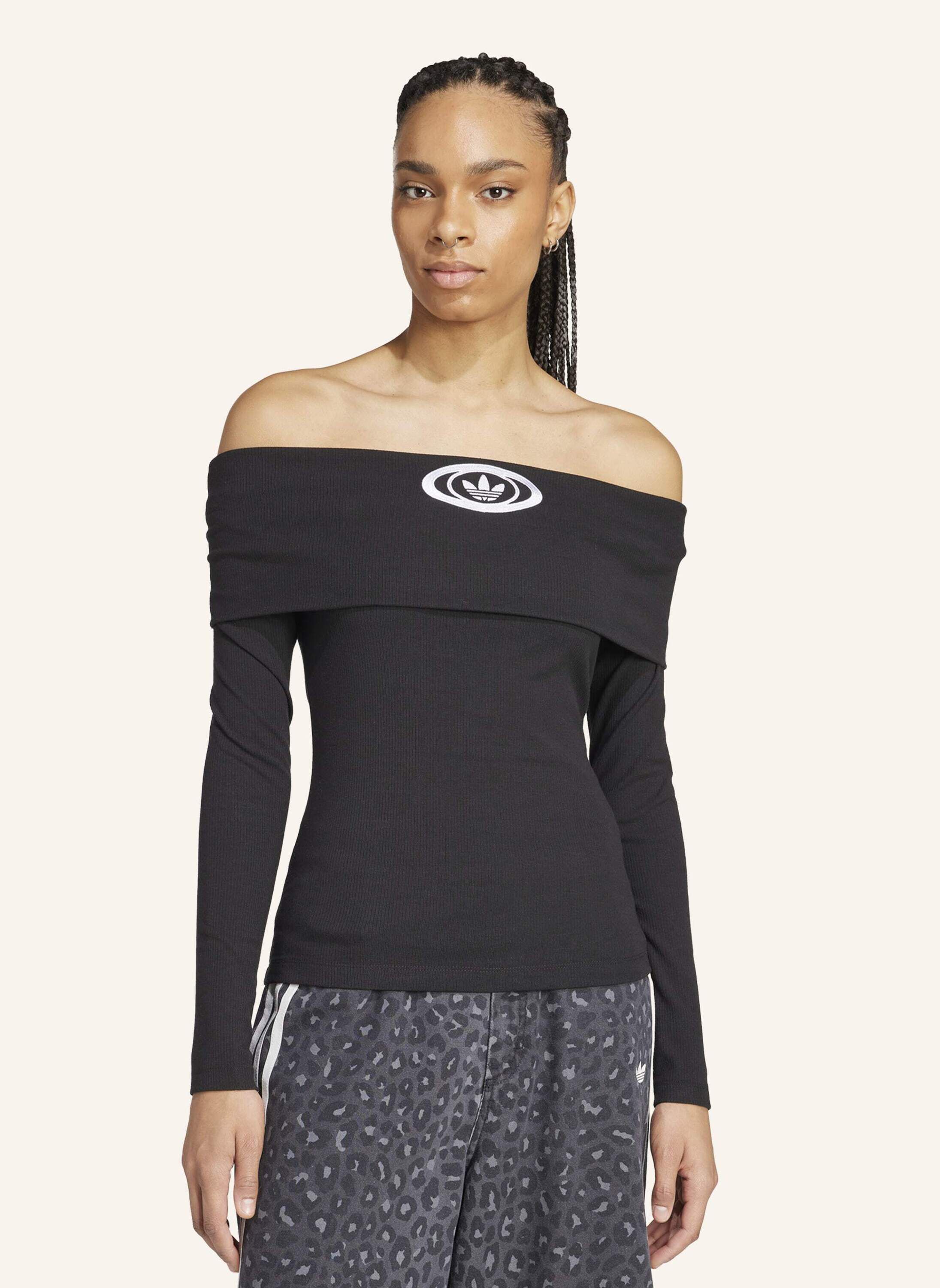 ■adidas■ Off shoulder top black KA2690 adidas_Originals_Off_Shoulder_