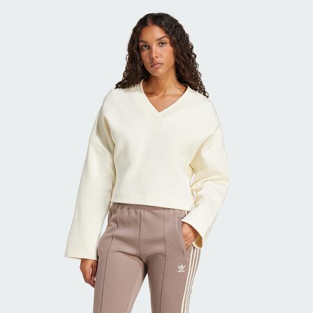 ADIDAS ORIGINALS Sweat-shirt à col en V profond Cream White FEMME