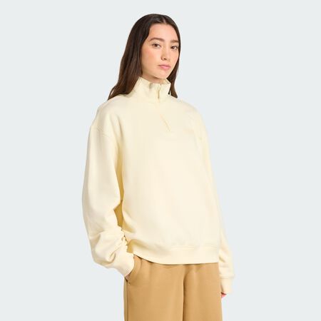 Veste oversize quart de zip linéaire Essentials : Cream White