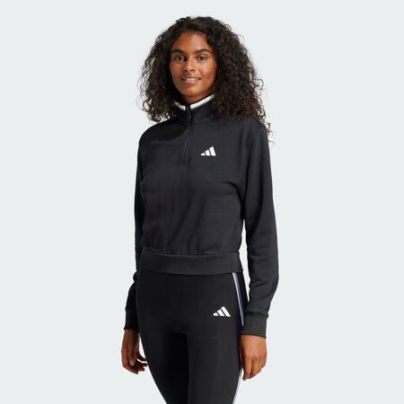 ADIDAS ORIGINALS Veste de survêtement courte molleton à quart de zip Essentials Color Pop Black FEMME