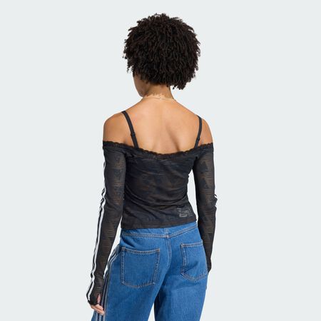 ADIDAS ORIGINALS LACE BARDOT TOP Black WOMEN