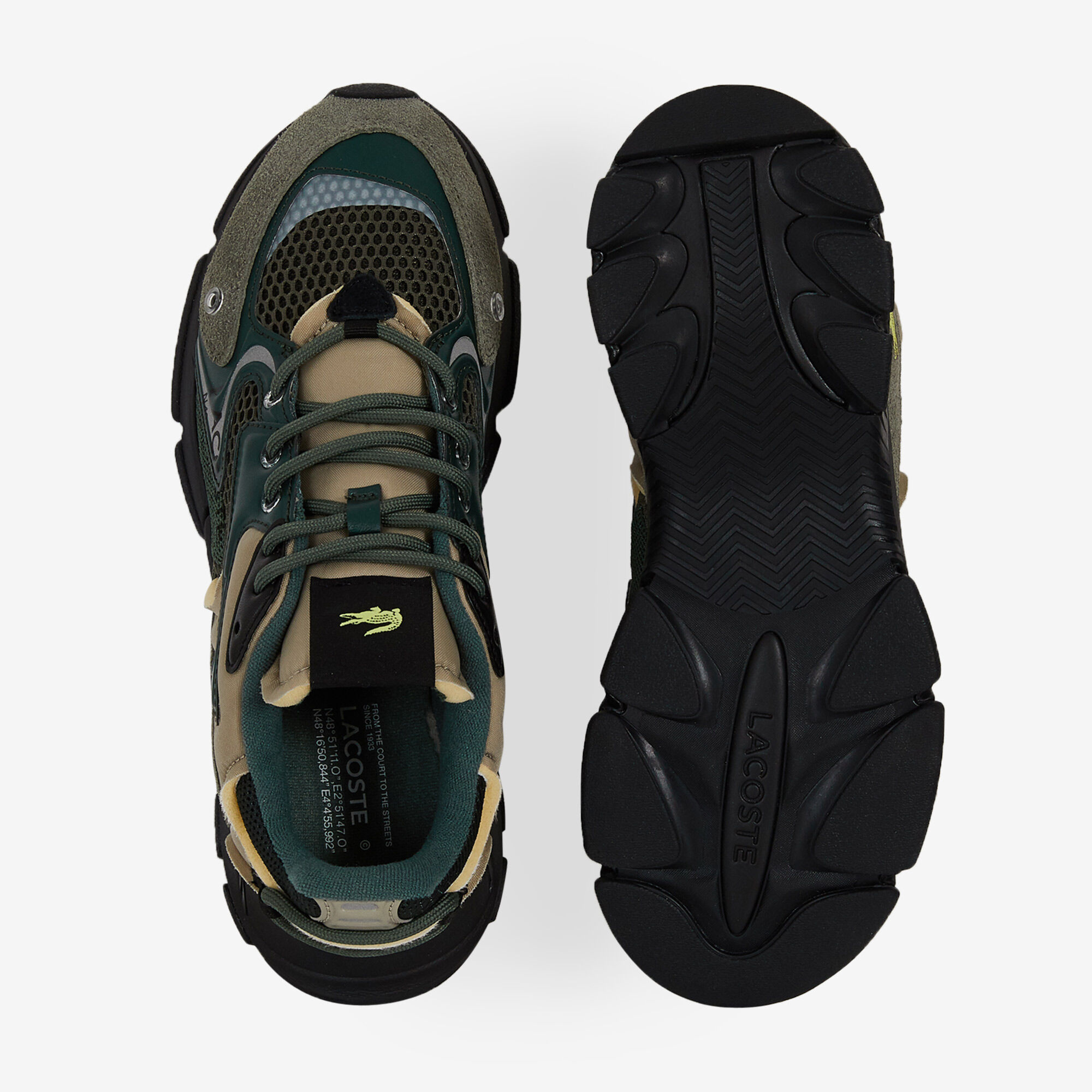 LACOSTE L003 NEO SNEAKERS HOMME KAKI LACETS Courir