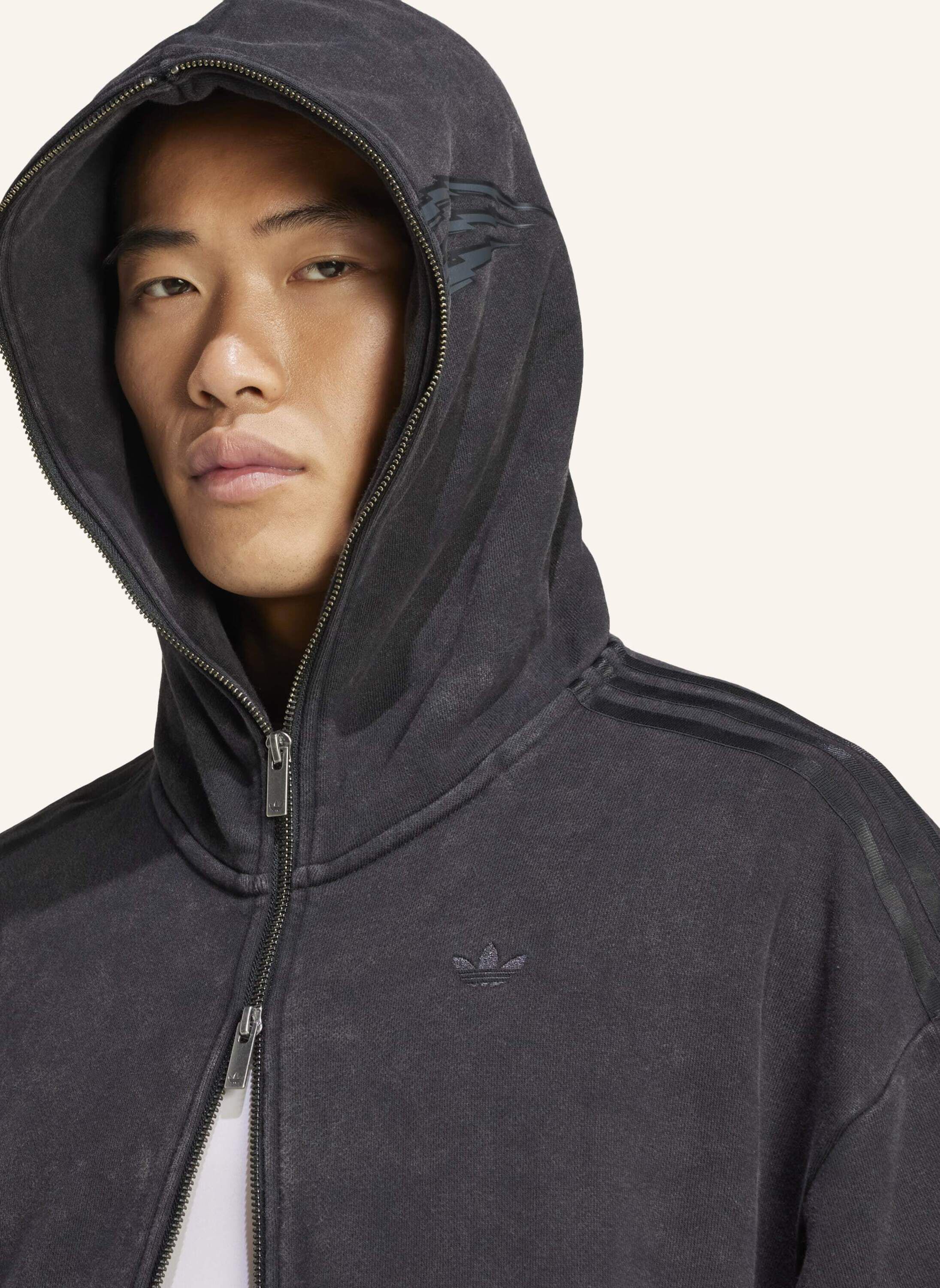 アウターその他 ADIDAS ADILENIUM 3 Washed Short Full Zip Hoodie Black JX9220 Adilenium Season 3 Short Full-Zip Hoodie Washed - Black