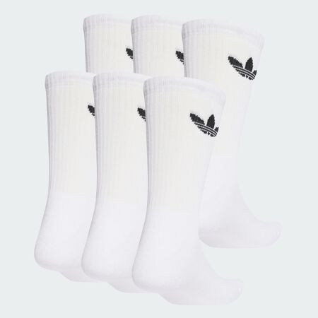 ADIDAS ORIGINALS Trefoil Cushion Crew Socks 6 Pairs White UNISEX