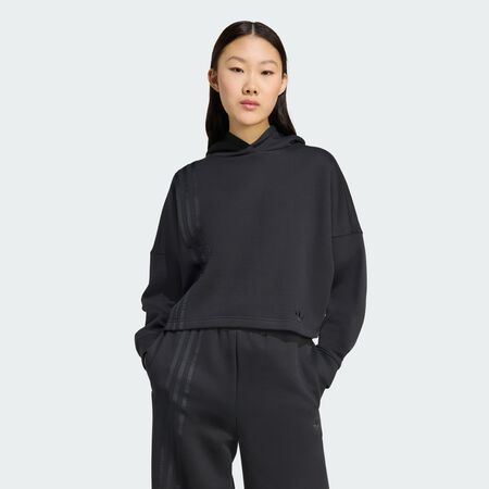 ADIDAS ORIGINALS Sweat-shirt à capuche Off Placed 3-Stripes Black FEMME
