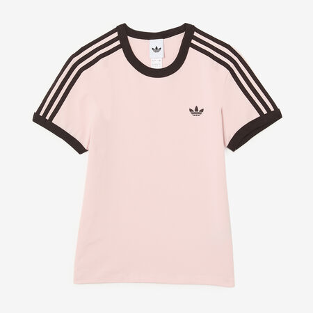 ADIDAS ORIGINALS TEE SHIRT SLIM 3 STRIPES PINK/BROWN WOMEN