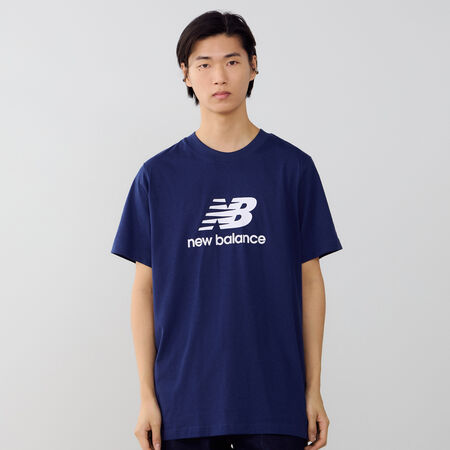 NEW BALANCE TEE SHIRT BIG LOGO MARINE/BLANC HOMME
