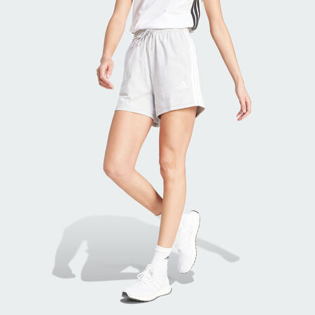 ADIDAS SPORTSWEAR Essentials 3-Stripes Cotton Shorts Light Grey Heather / White WOMEN