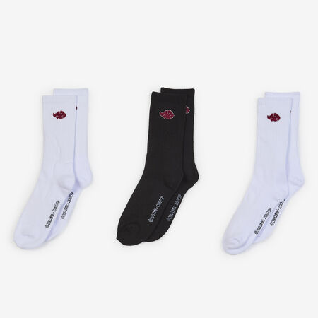 NARUTO CHAUSSETTES X3 CREW AKATSUKI WHITE/RED UNISEX