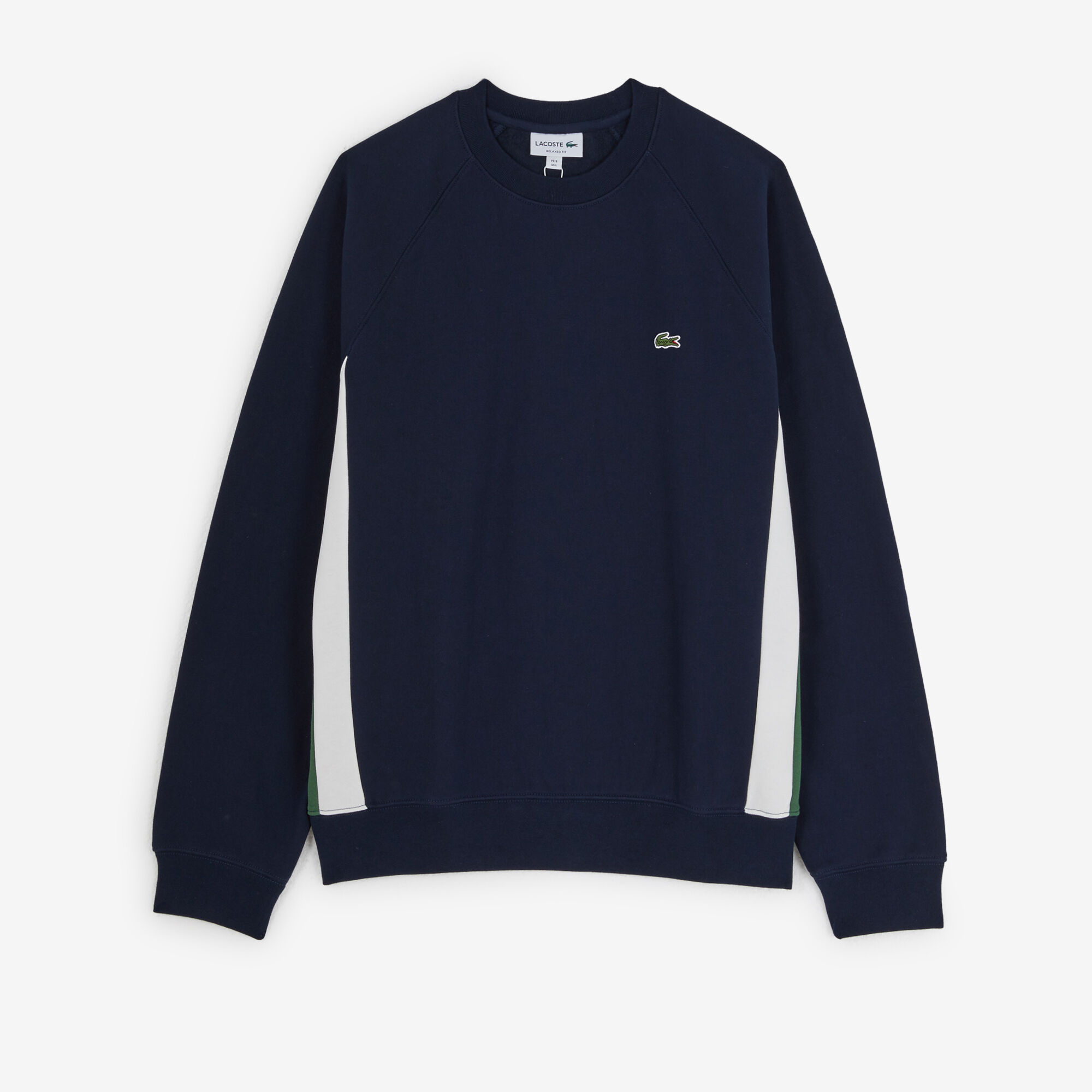LACOSTE SWEAT CREW STRIPES SIDE MARINE VERT SWEAT HOMME Courir
