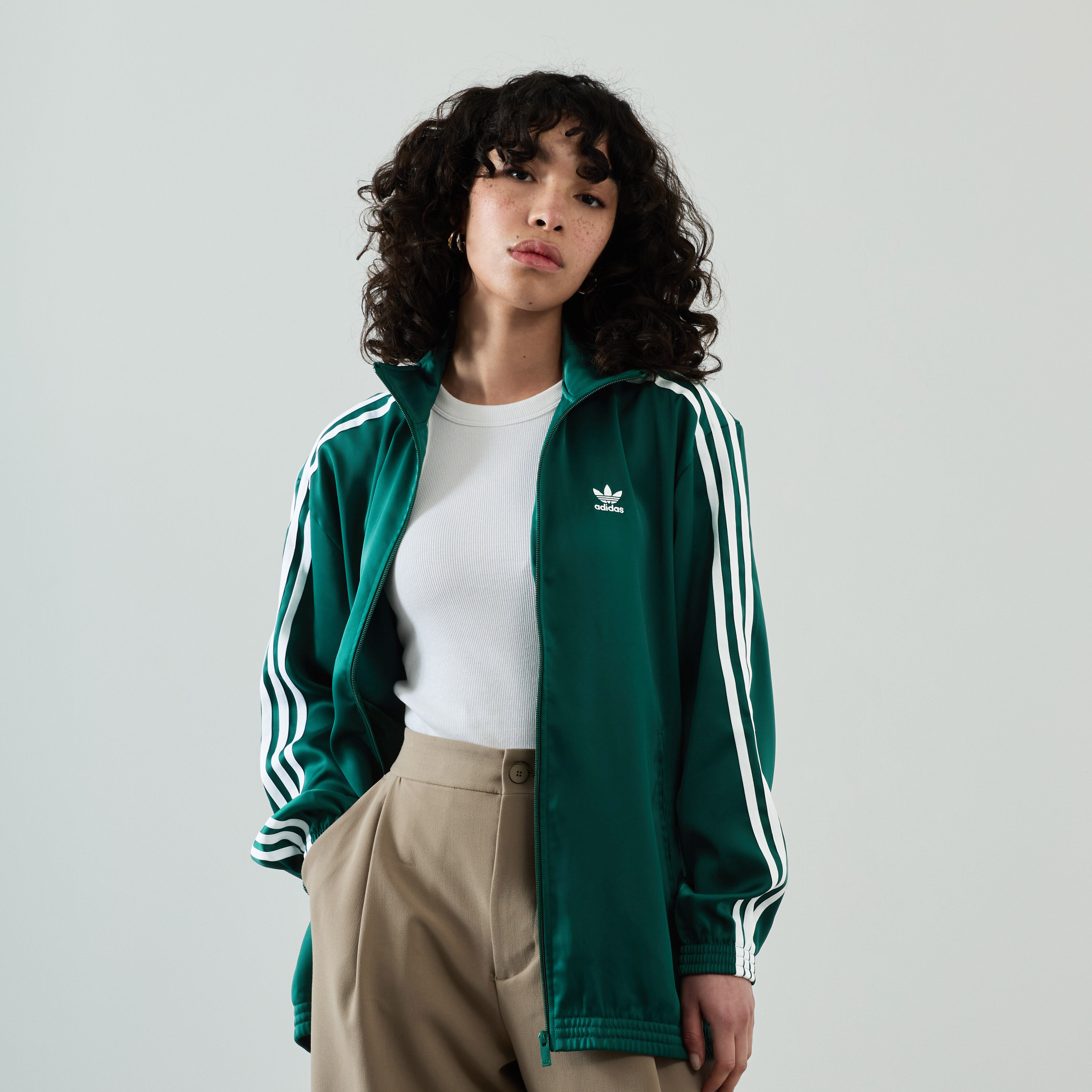 ADIDAS ORIGINALS JACKET FZ FIREBIRD SATIN OVERSIZE BLOUSON FEMME VERT Courir