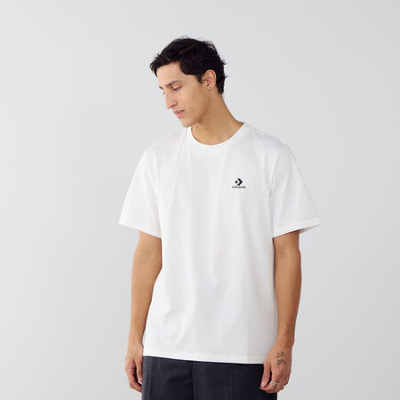 CONVERSE TEE SHIRT STAR CHEVRON EMBROIDERED BLANC/NOIR HOMME
