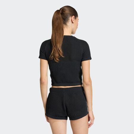 ADIDAS ORIGINALS T-SHIRT KNITTED CROCHET CALI Black FEMME