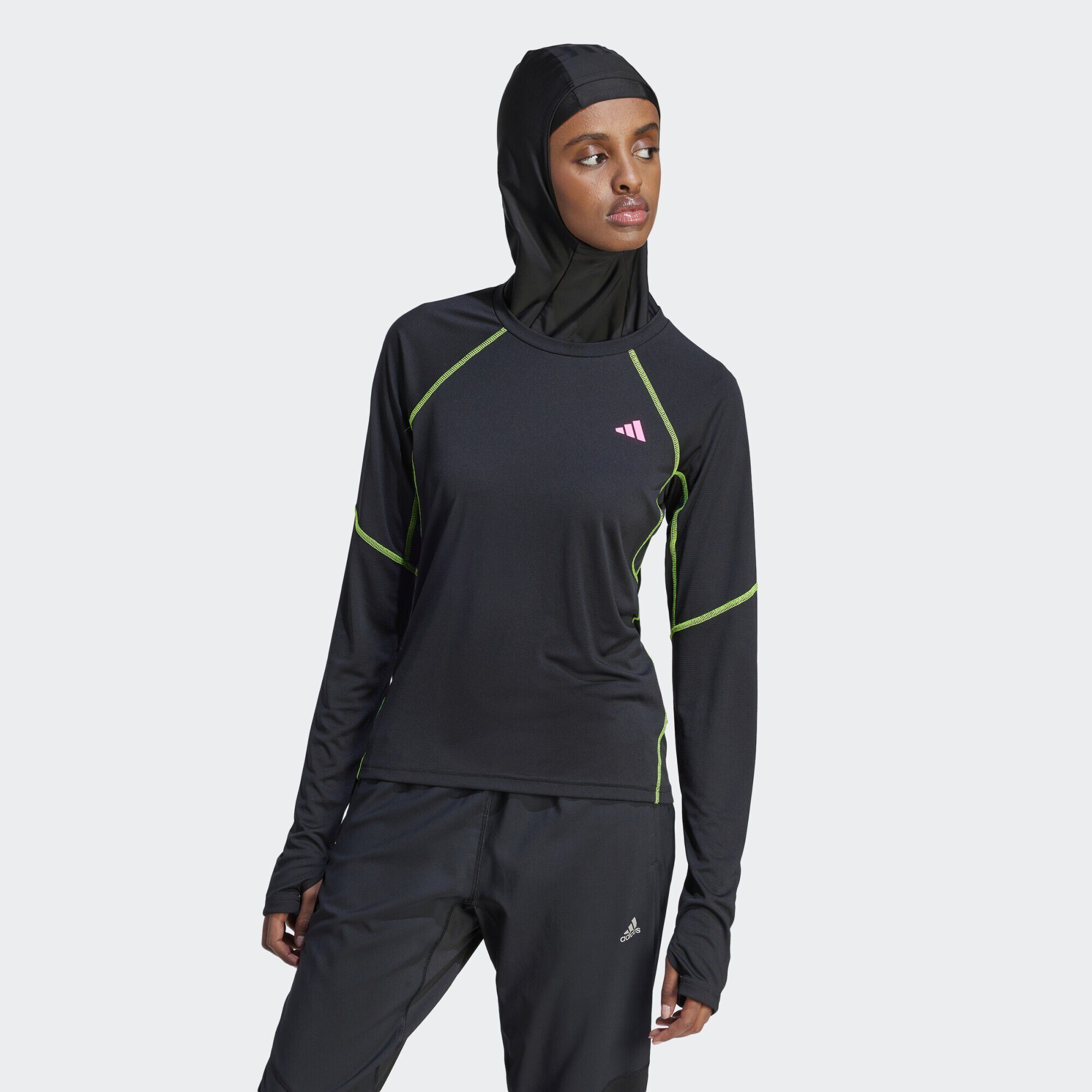 ADIDAS ORIGINALS ADIZERO RUNNING LONG SLEEVE TEE Black TEESHIRT FEMME