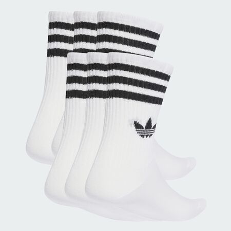 ADIDAS ORIGINALS 3-Stripes Crew Socks 6 Pairs White UNISEX