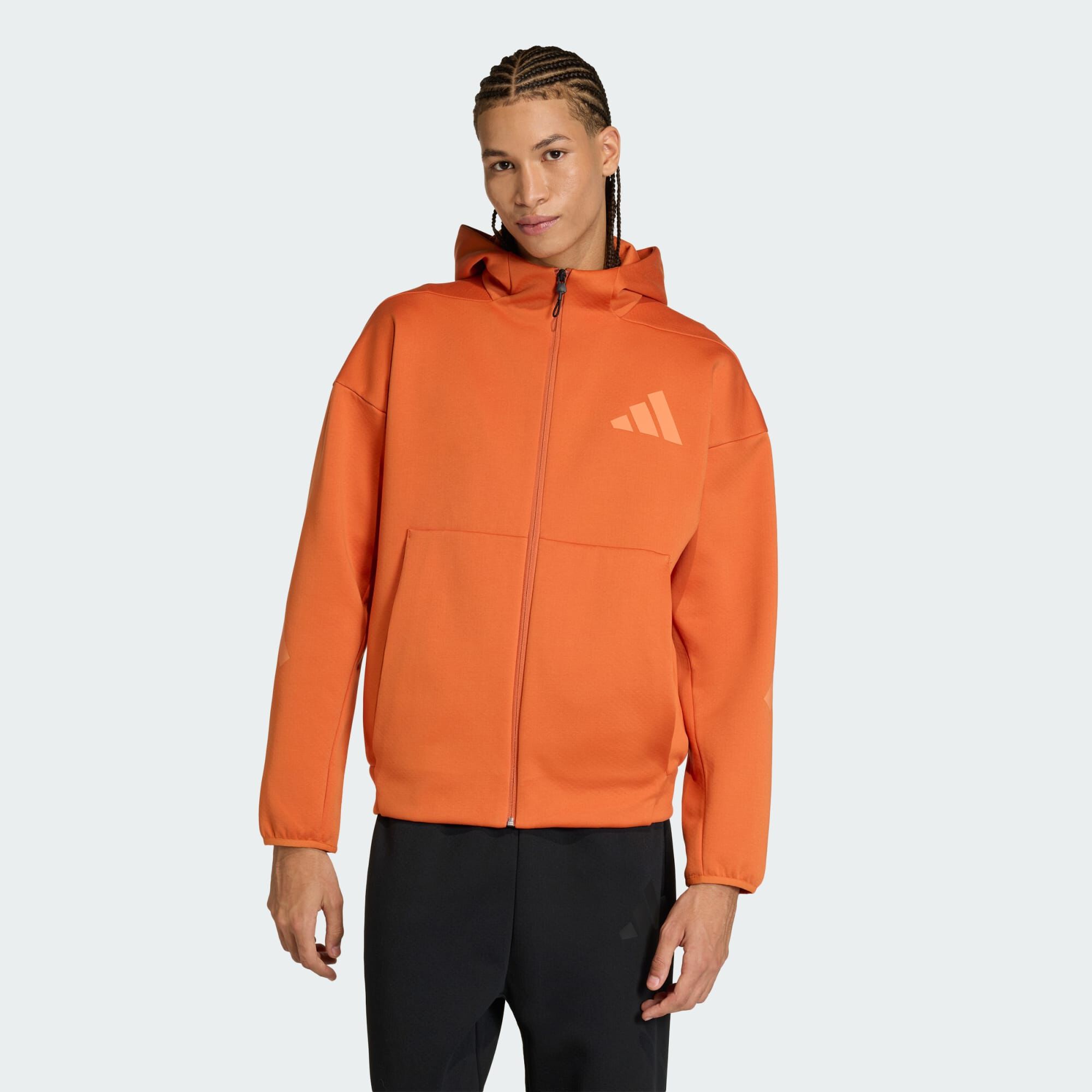 ADIDAS ORIGINALS Z.N.E. Full-Zip Hooded Track Jacket Fox Orange