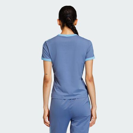 ADIDAS ORIGINALS 3 STRIPES SLIM TEE Crew Blue / Light Blue / White WOMEN