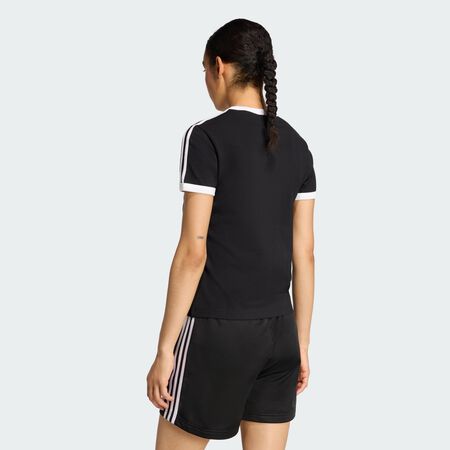 ADIDAS ORIGINALS T-SHIRT SLIM 3 STRIPES Black / White FEMME
