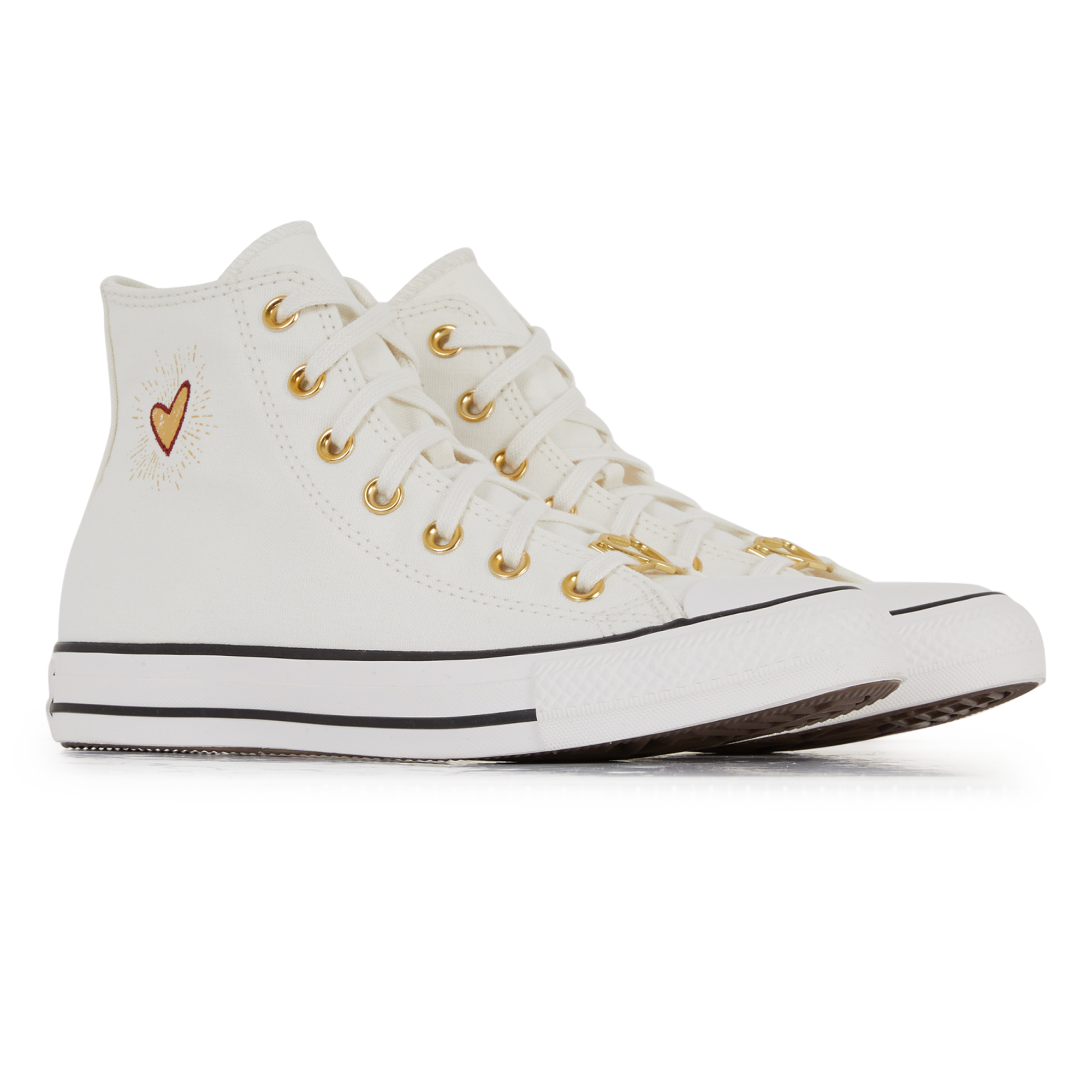 converse blanche doré