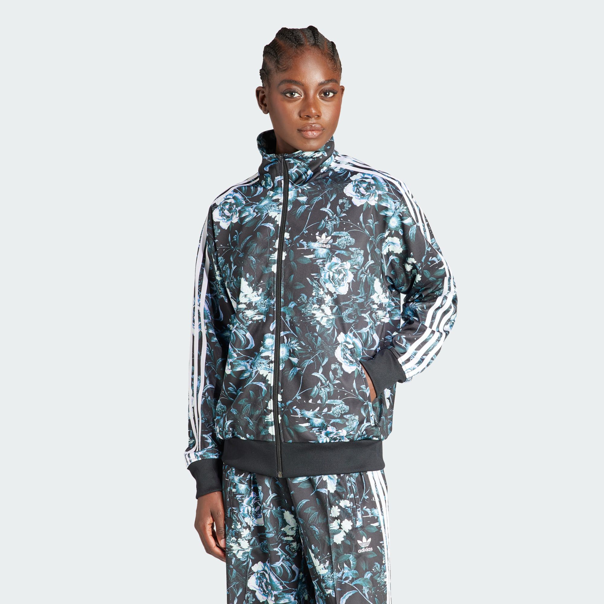 ADIDAS ORIGINALS FLOWER FIREBIRD TRACK JACKET Black Multicolor