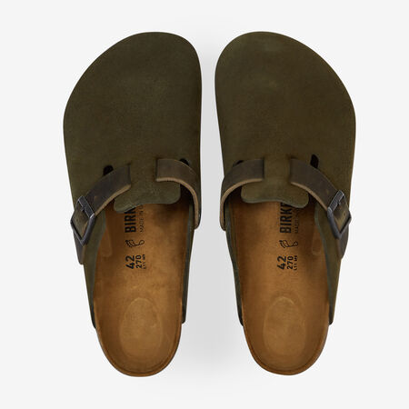 BIRKENSTOCK boston BOSTON LEATHER MIX KAKI/MARRON HOMME
