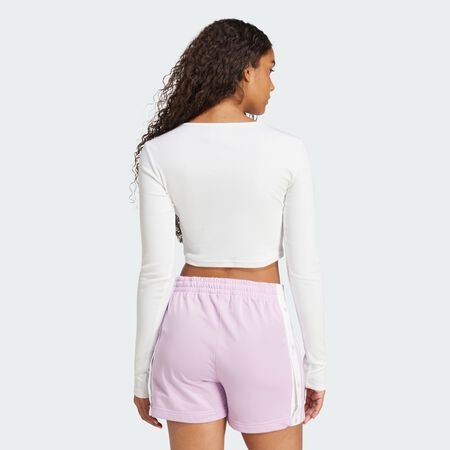 ADIDAS ORIGINALS T-shirt court et côtelé à manches longues Essentials White FEMME