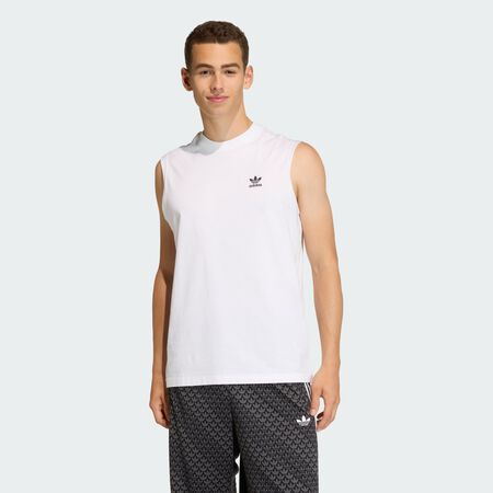 ADIDAS ORIGINALS T-SHIRT SANS MANCHES TRÈFLE ESSENTIALS White HOMME