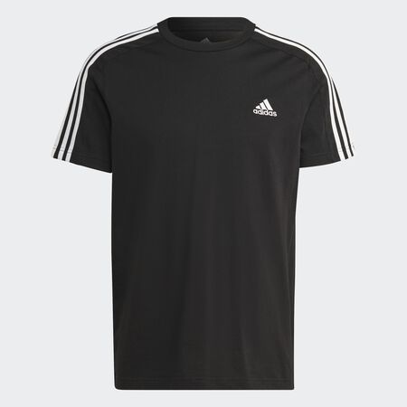 ADIDAS SPORTSWEAR Essentials Single Jersey 3-Stripes Tee Black / White MEN