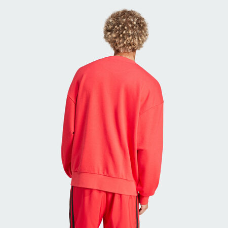 ADIDAS ORIGINALS Essentials Loose Fit 3 Bar Logo Sweatshirt Pure Ruby / Black MEN